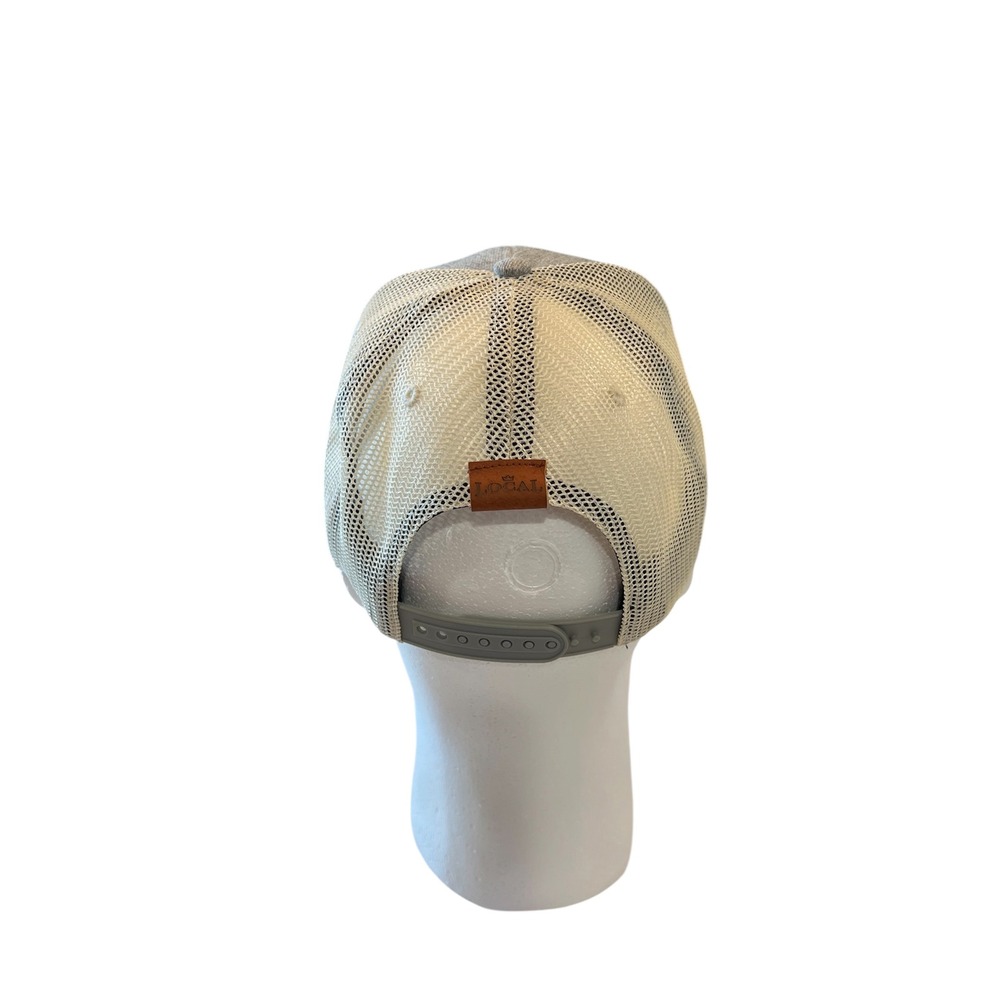 Local Crowns Trucker Hat Mens OSFM Gray USA Leather Patch Mesh Snapback July 4th - Picture 4 of 5